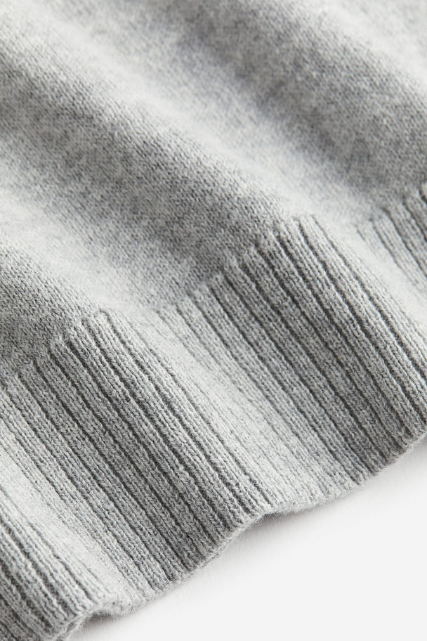 H&M Fine-knit Cotton Jumper Light Grey Marl