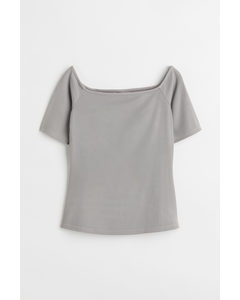 Ribbed Off-the-shoulder Top Light Mole
