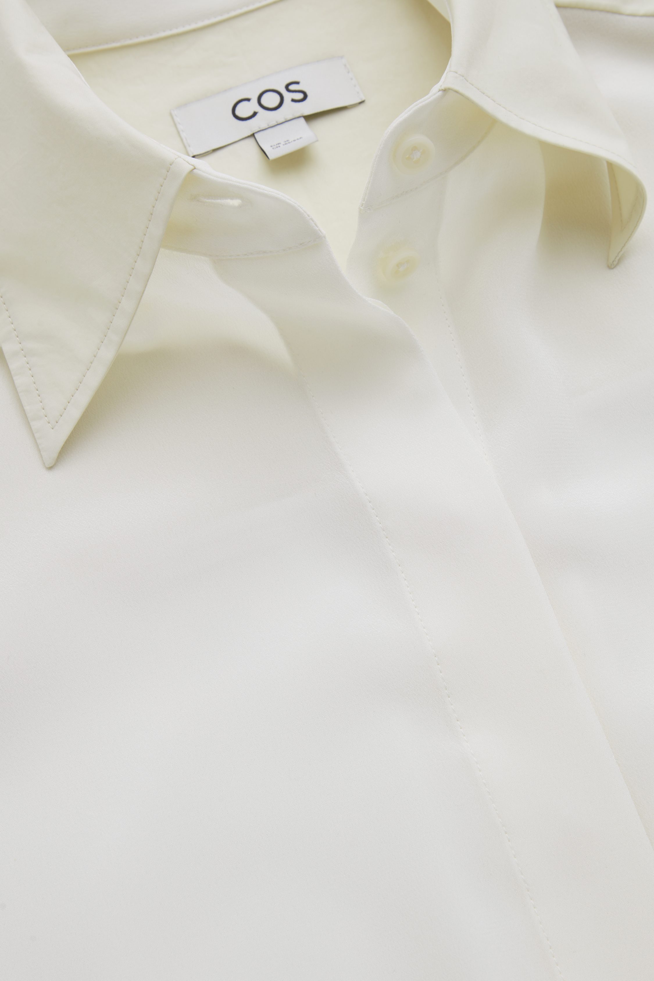 Contrast Silk Panel Shirt Cream