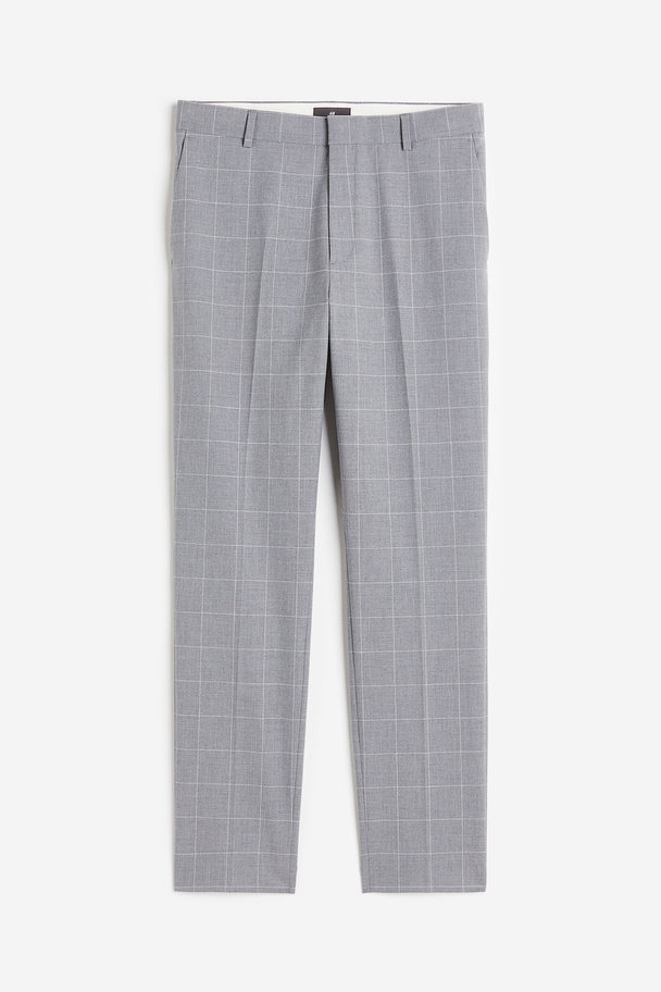 H&M Slim Fit Trousers Light Grey/checked