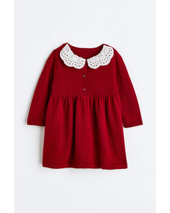 Knitted Dress Dark Red/white