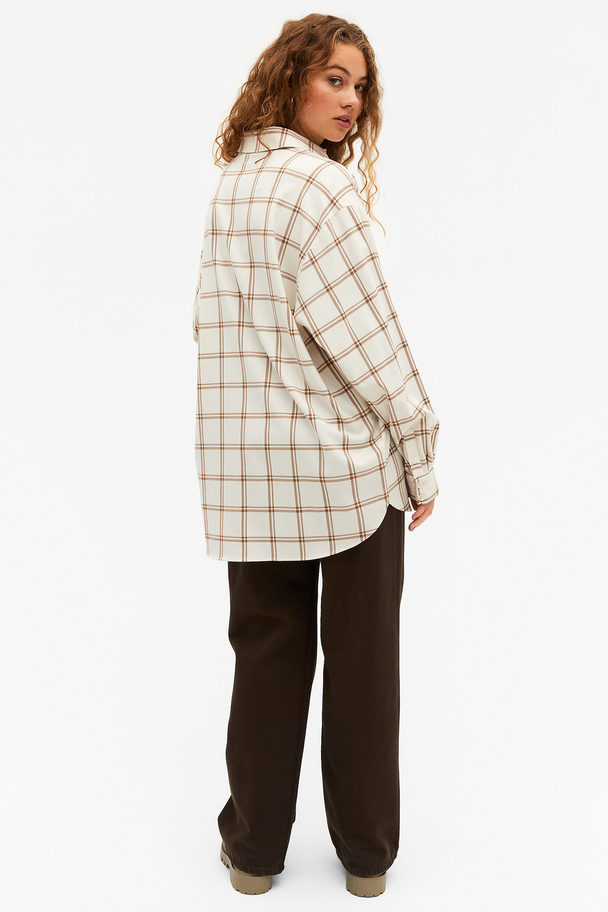 Monki oversized flannel shirt in blue check