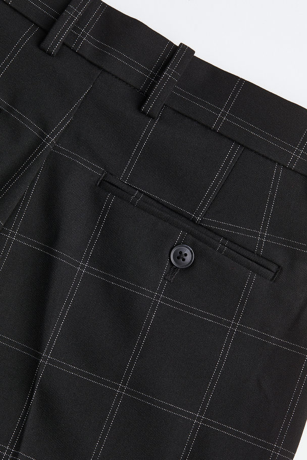 H&M Wide Trousers Black/checked