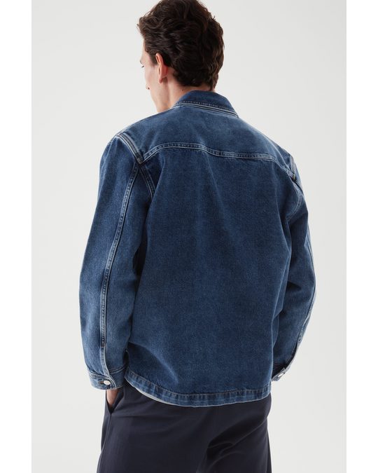 COS Zip-up Denim Jacket Washed Blue