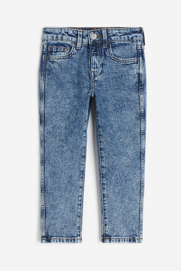 H&M Relaxed Tapered Fit Jeans Washed Denimblauw