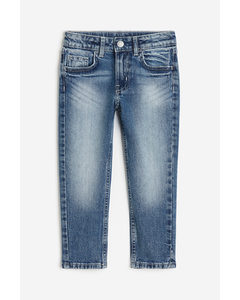 Relaxed Tapered Fit Jeans Dunkles Denimblau