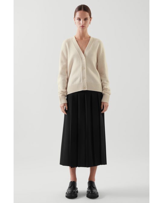 COS V-neck Wool Cardigan Off-white