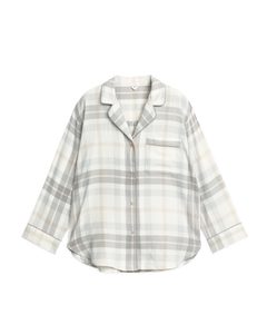 Pyjamasskjorte I Flonel Grå/off-white