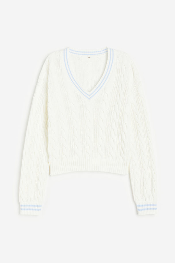 H&M Jacquard-knit Cotton Jumper White