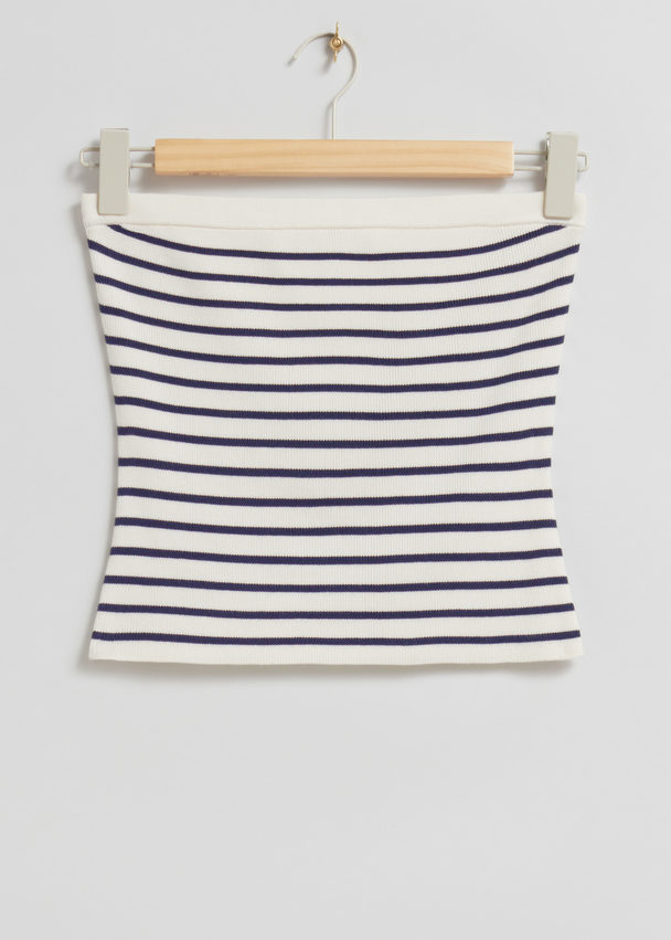 & Other Stories Tube Top White/navy Striped