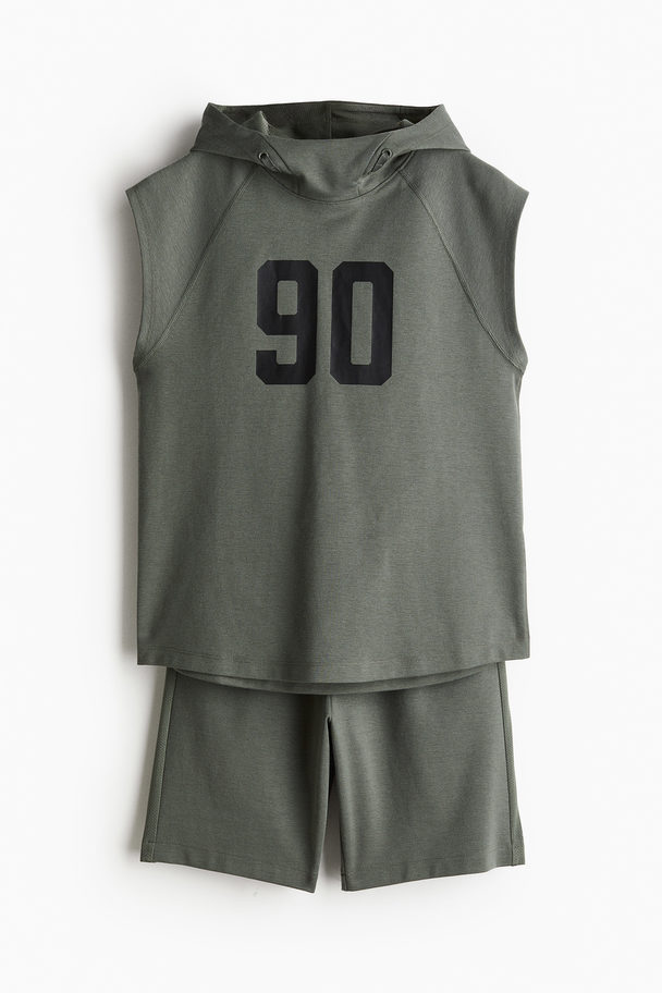 H&M 2-teiliges Sportset aus Jersey Khakigrün