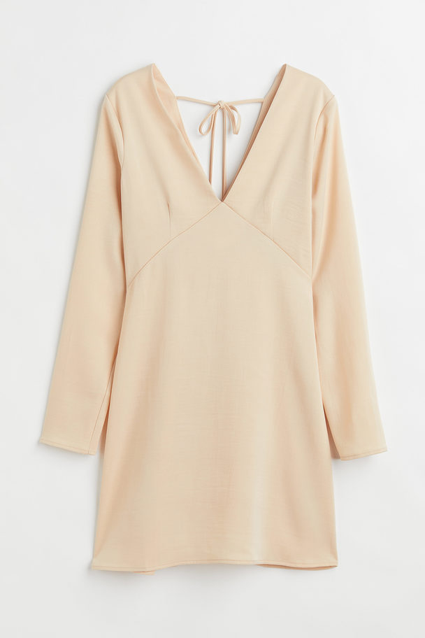 H&M Kleid mit V-Ausschnitt Hellbeige