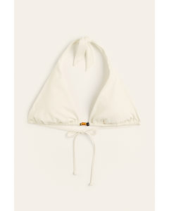 Wattiertes Triangel-Bikinitop Weiß