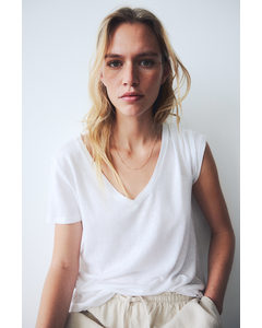 Linen-blend T-shirt White