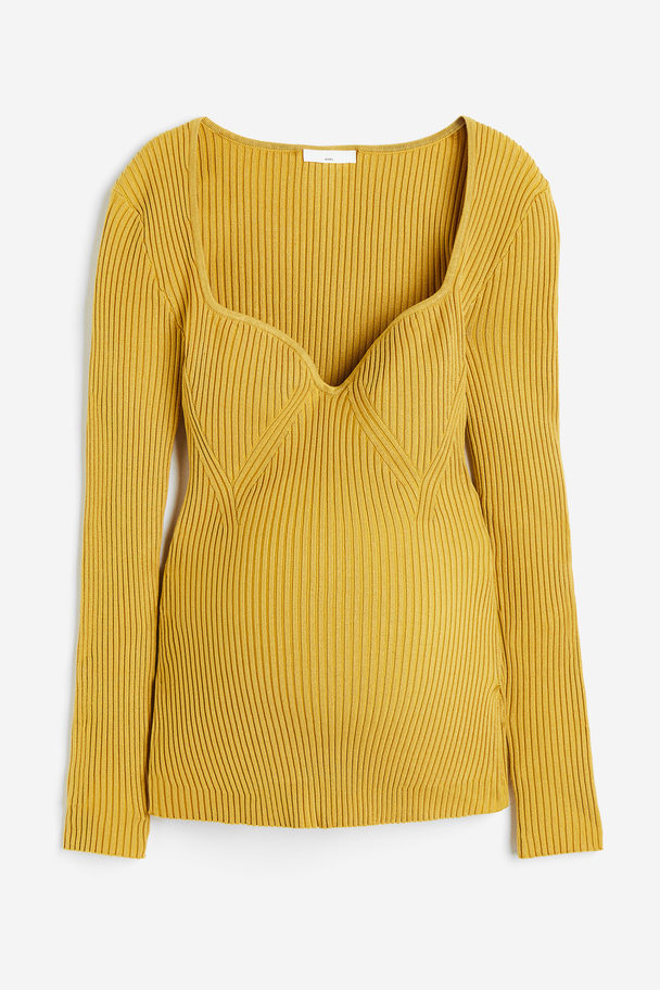 H&M Mama Rib-knit Top Yellow