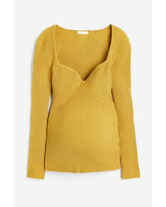Mama Rib-knit Top Yellow