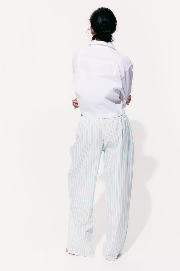 H&M Pyjamahose aus Twill Hellgrün/Gestreift