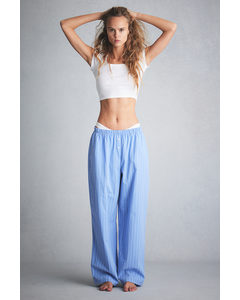 Pyjamabroek Van Twill Lichtblauw/gestreept