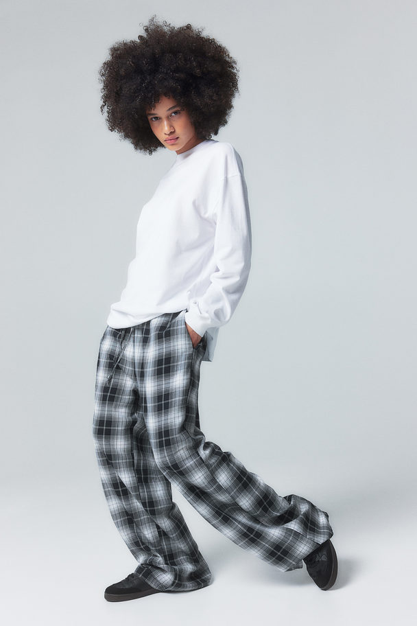 H&M Pyjamabroek Van Twill Zwart/geruit