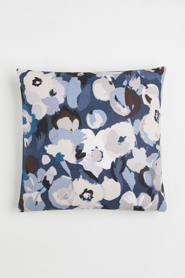 H&M HOME Patterned Cotton Cushion Cover Dark Blue/floral