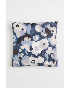 Patterned Cotton Cushion Cover Dark Blue/floral