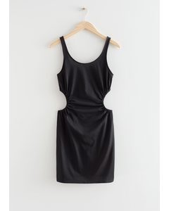 Cut-out Waist Mini Dress Black