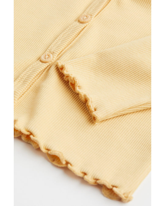 H&M Ribbed Cotton Cardigan Yellow