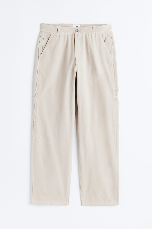 H&M Relaxed Fit Worker Trousers Light Beige