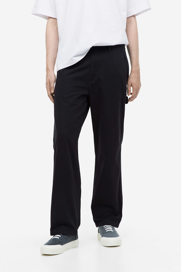 H&M Workerhose Relaxed Fit Schwarz