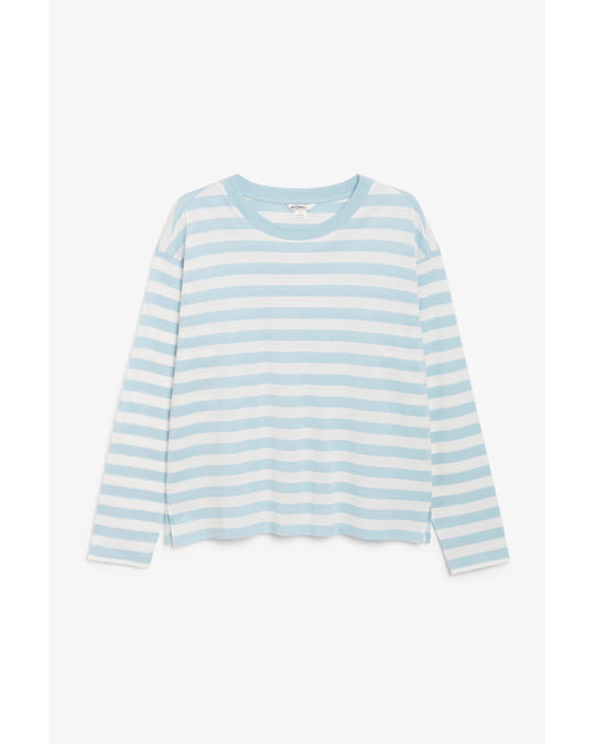 Monki Soft Long-sleeve Top Blue And White Stripes