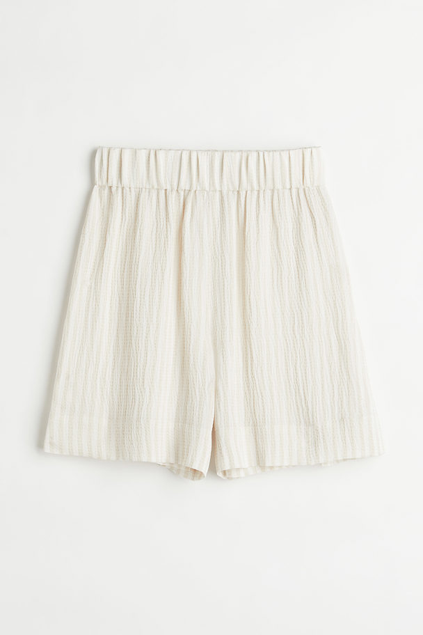 H&M Shorts aus Seidenmischung Hellbeige/Gestreift