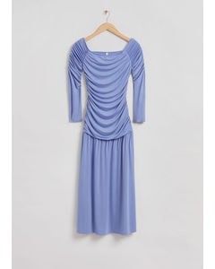 Gedrapeerde Midi-jurk Blauw/paars