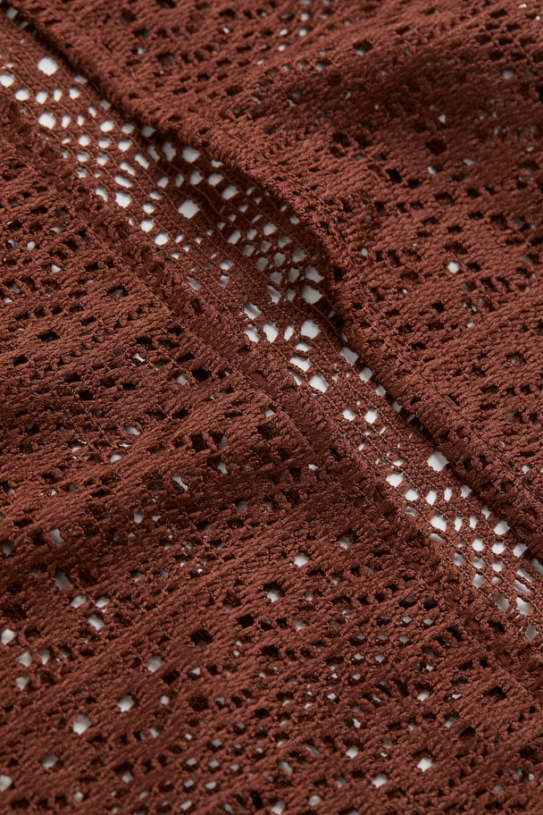 H&M Crochet-look Calf-length Skirt Dark Brown