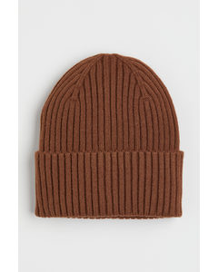 Rib-knit Hat Brown