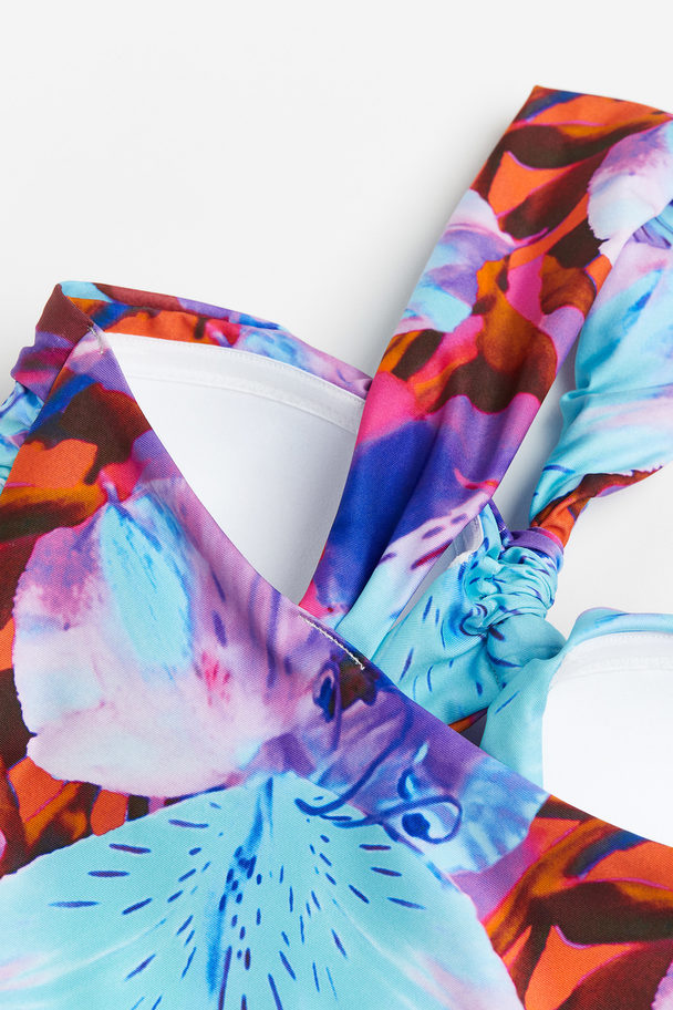 H&M Badpak Met Cutout En Padded Cups Blauw/bloemen