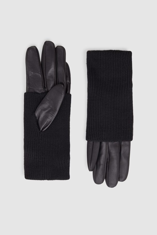 COS Leather Gloves Black