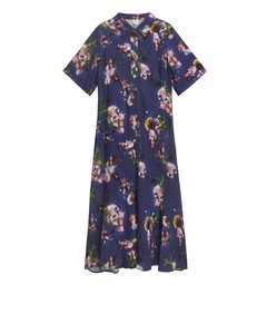 Kleid mit Slowflower-Print Blau/Mehrfarbig