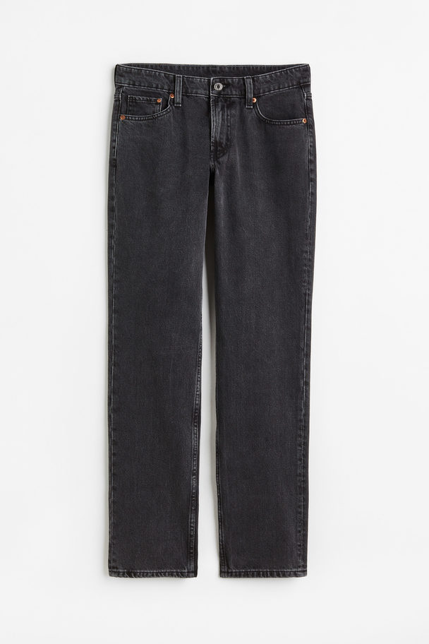 H&M Straight Low Jeans Sort