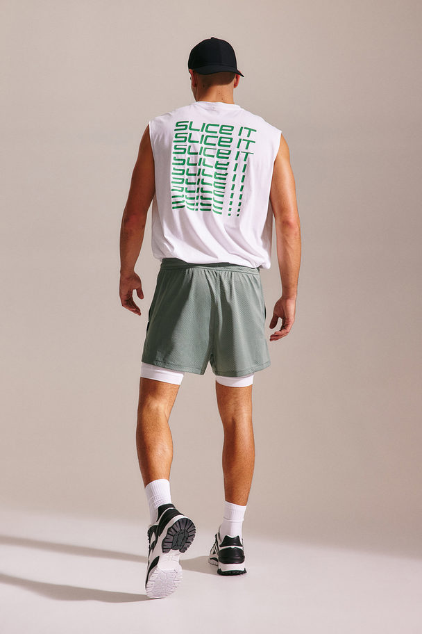 H&M DryMove ™ 2-in-1 Sportshorts Khakigrün