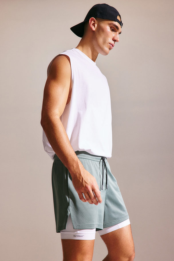 H&M DryMove ™ 2-in-1 Sportshorts Khakigrün