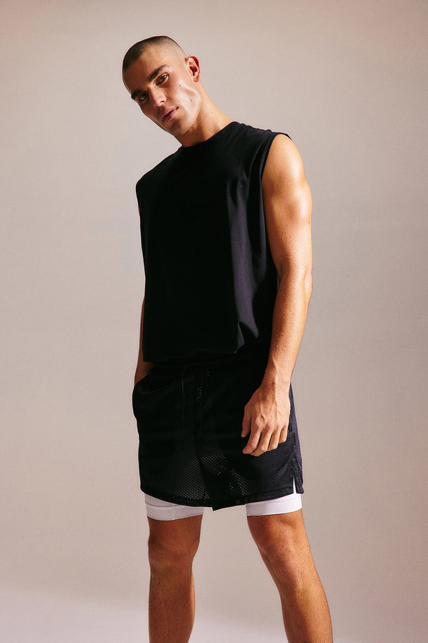 H&M DryMove ™ 2-in-1 Sportshorts Schwarz