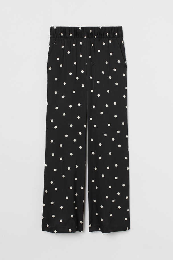 H&M Patterned Trousers Black/spotted