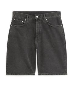 Lösa Jeansshorts Tvättad Svart