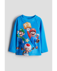 Upf 50 Swim Top Bright Blue/super Mario