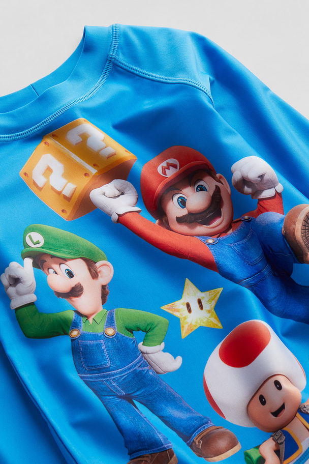 H&M Badtröja Med Upf50 Klarblå/super Mario