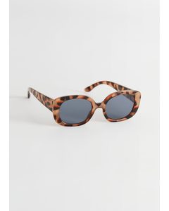 Chunky Rectangular Frame Sunglasses Brown Tortoiseshell