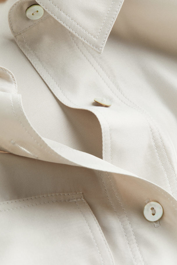 H&M Silk-blend Utility Shirt Light Greige