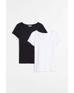 2-pack Jersey Tops Black/white