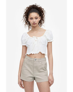 High-waisted Twill Shorts Greige