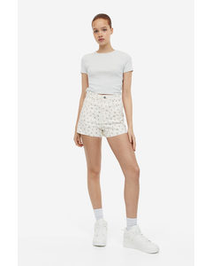 High-waisted Twill Shorts Cream/floral